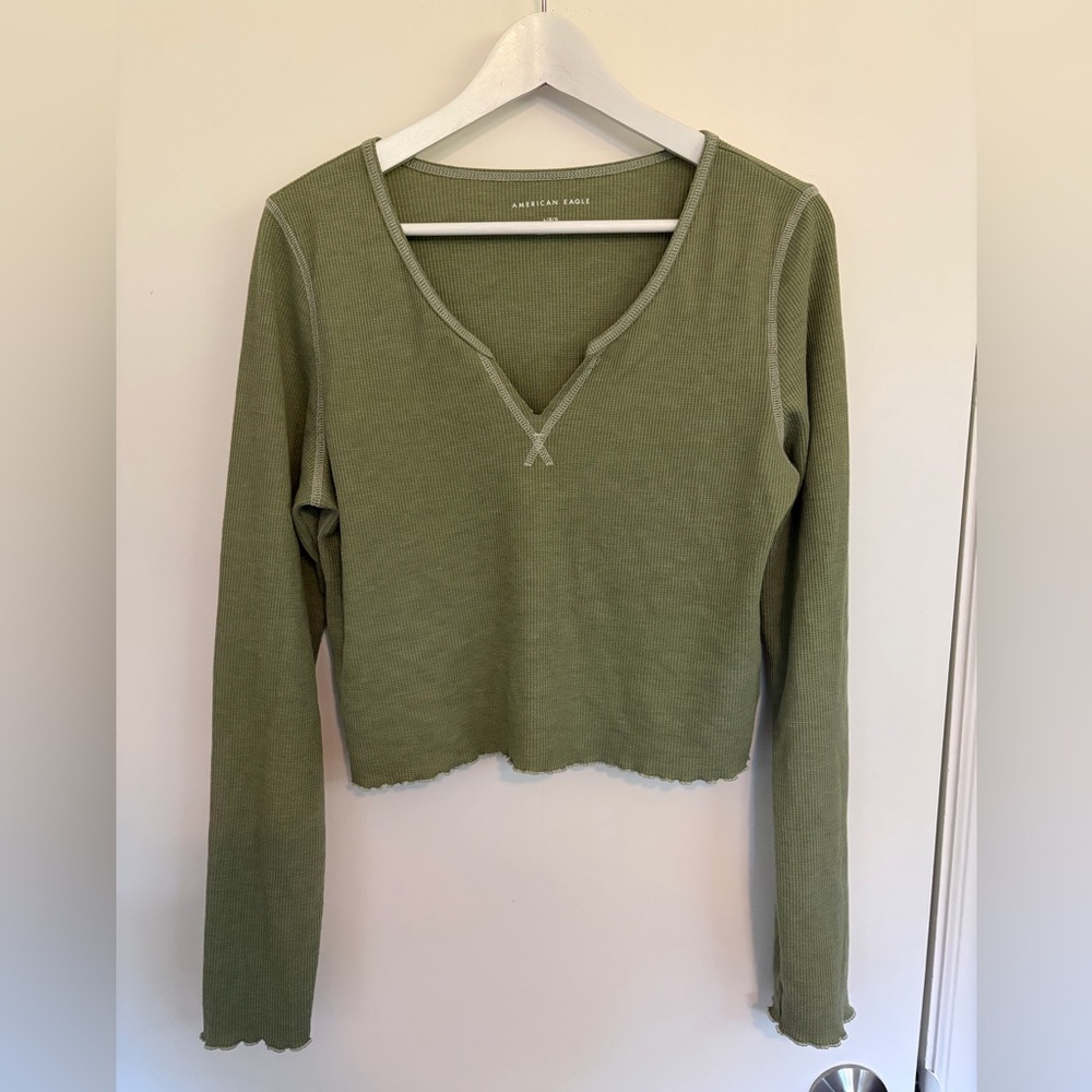 American Eagle Outfitters Sage Long Sleeve Top